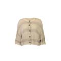 Cardigan col rond coton filet écru rayure broderie paillettes