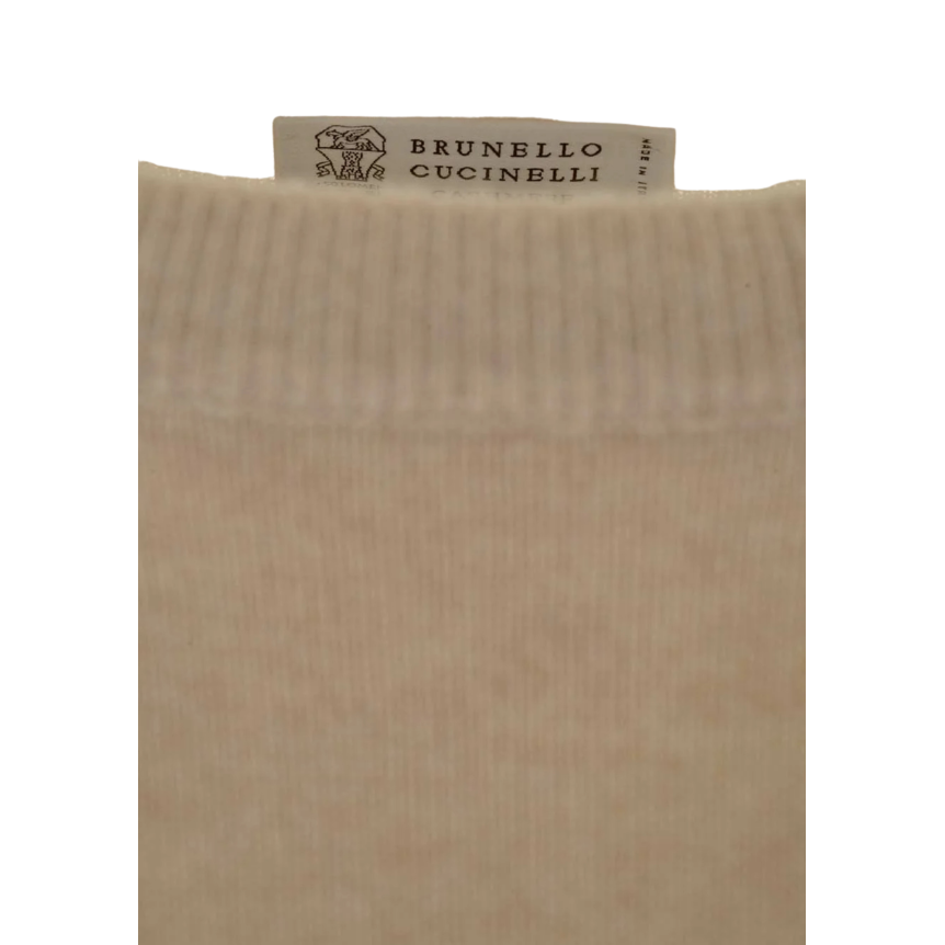 Pull col rond BRUNELLO CUCINELLI cachemire beige
