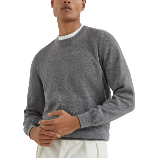 Pull col rond BRUNELLO CUCINELLI cachemire gris