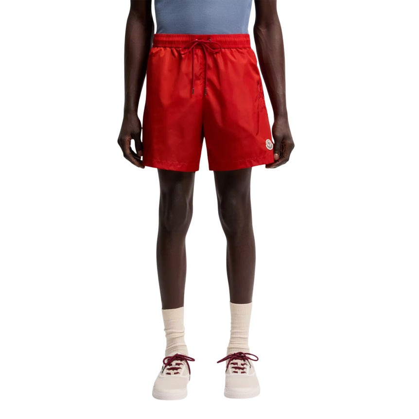 Short de bain MONCLER nylon rouge poche zippée