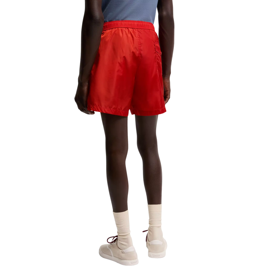 Short de bain MONCLER nylon rouge poche zippée