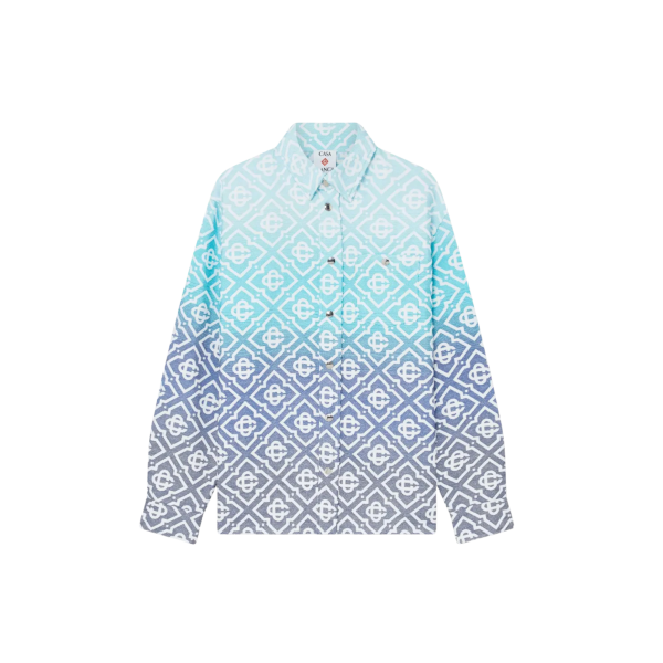 CASABLANCA Veste chemise coton jacquard Monogramme Gradient tie & dye bleu