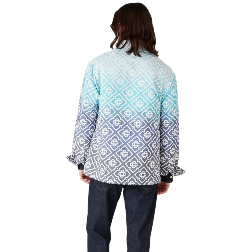 CASABLANCA Veste chemise coton jacquard Monogramme Gradient tie & dye bleu