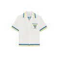 Chemise manche courte soie blanc Tennis Club bleu jaune vert