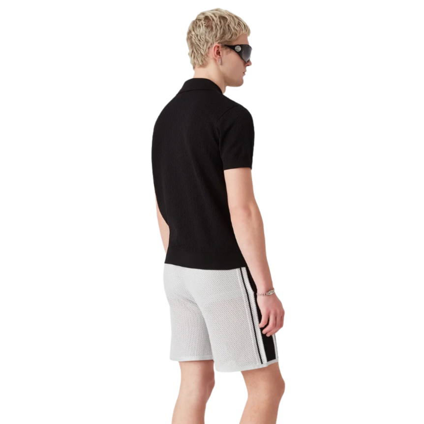 Pull polo manche courte CASABLANCA coton monogramme noir