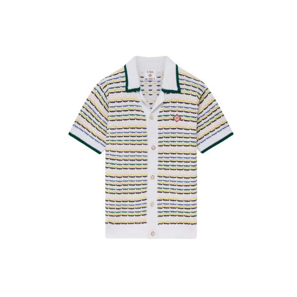 Chemise manche courte CASABLANCA coton point de tricot multicolore