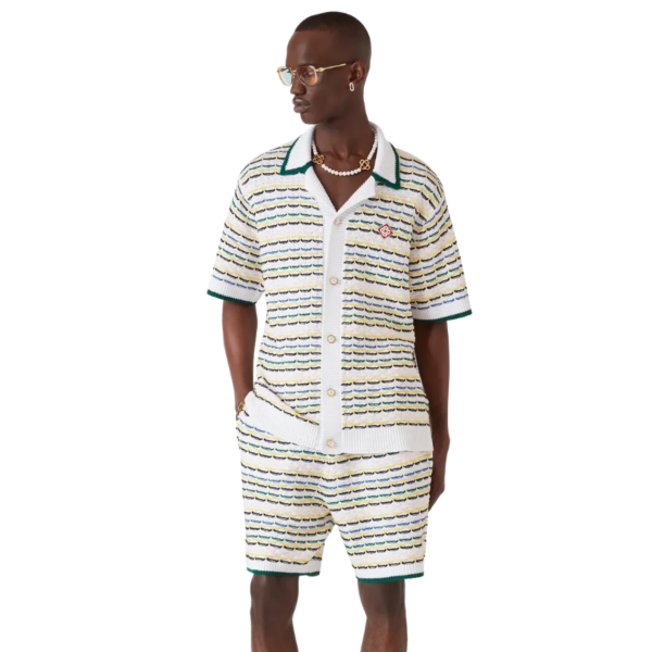 Chemise manche courte CASABLANCA coton point de tricot multicolore
