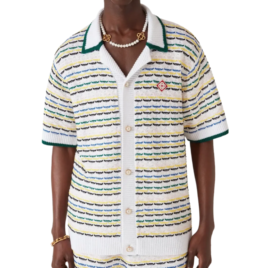 Chemise manche courte CASABLANCA coton point de tricot multicolore