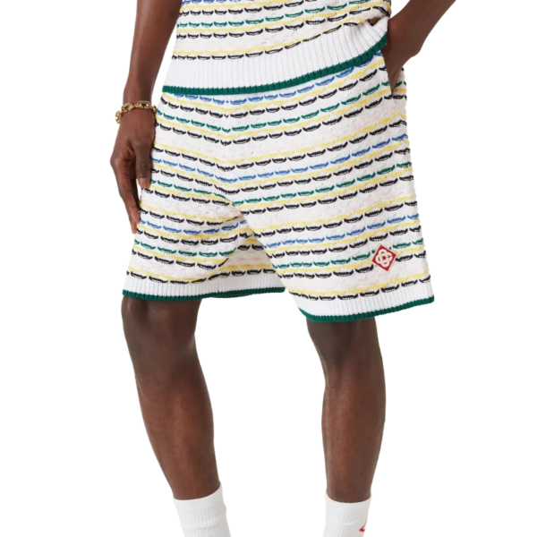 Short CASABLANCA coton point de tricot blanc multicolore