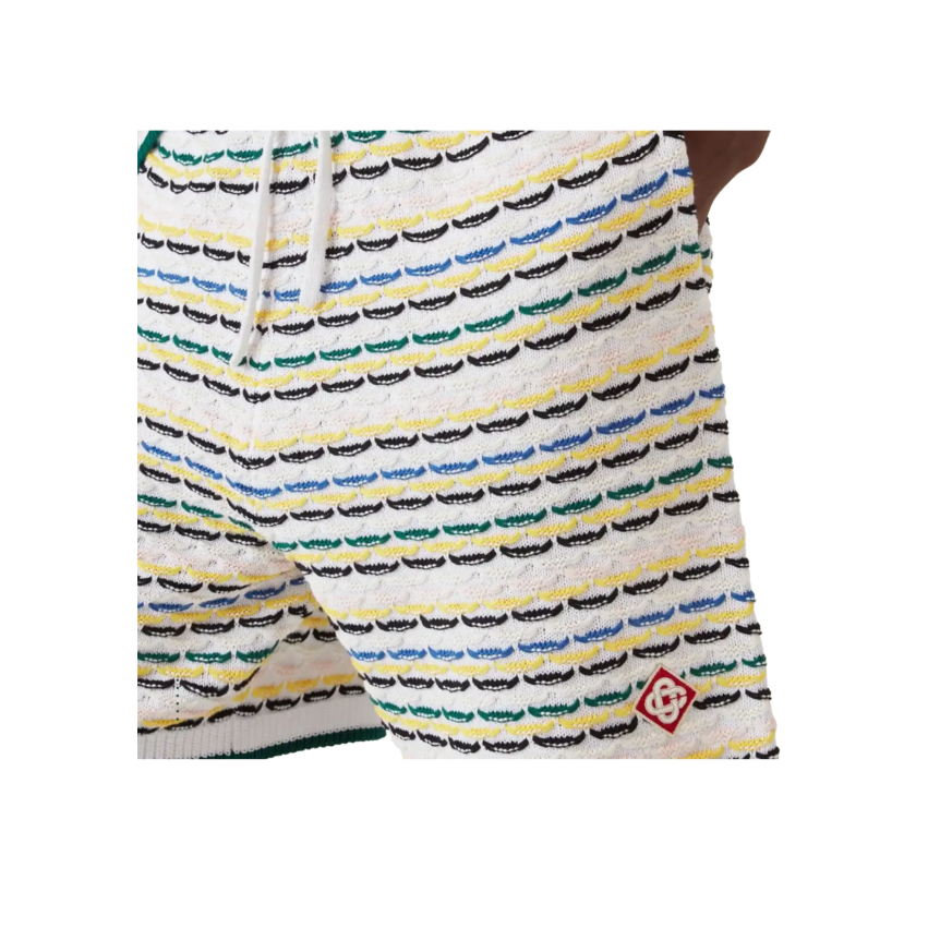 Short CASABLANCA coton point de tricot blanc multicolore