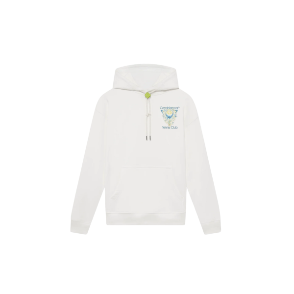 Sweat-shirt à capuche CASABLANCA molleton coton blanc Tennis Club Icon bleu jaune vert