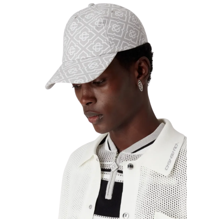 Casquette CASABLANCA en coton jacquard monogramme gris