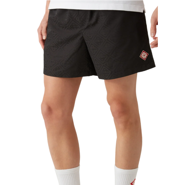 Short de bain CASABLANCA nylon jacquard monogramme noir