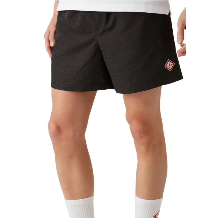 Short de bain CASABLANCA nylon jacquard monogramme noir