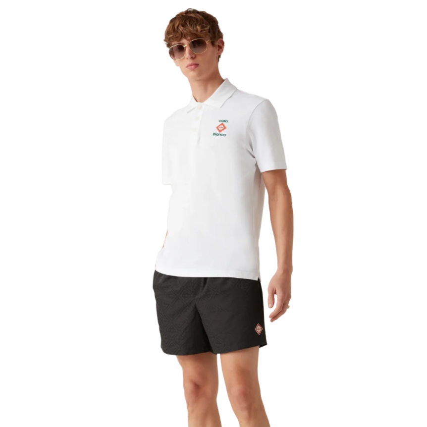 Short de bain CASABLANCA nylon jacquard monogramme noir