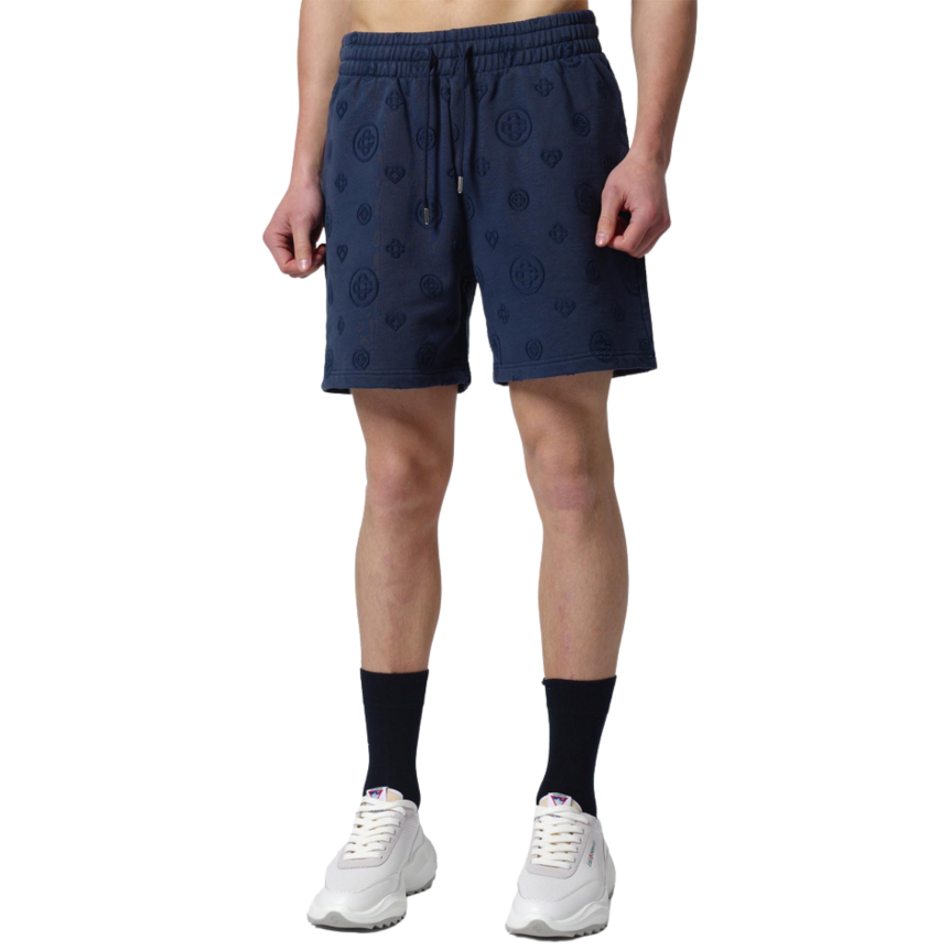 Short CASABLANCA coton bleu marine monogramme ton sur ton