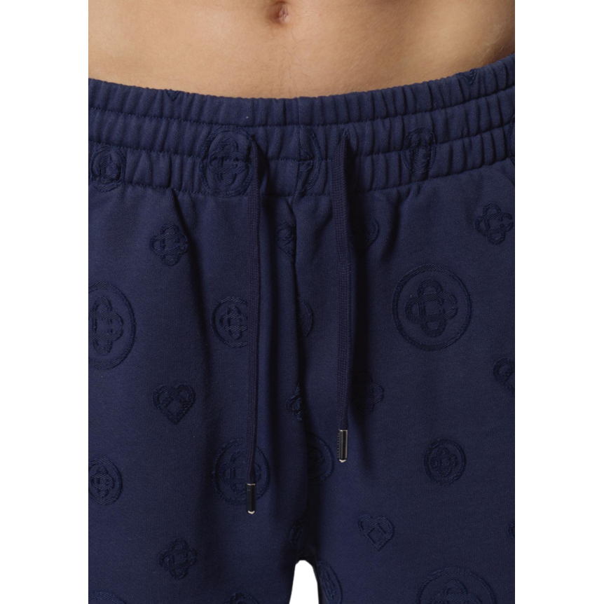 Short CASABLANCA coton bleu marine monogramme ton sur ton