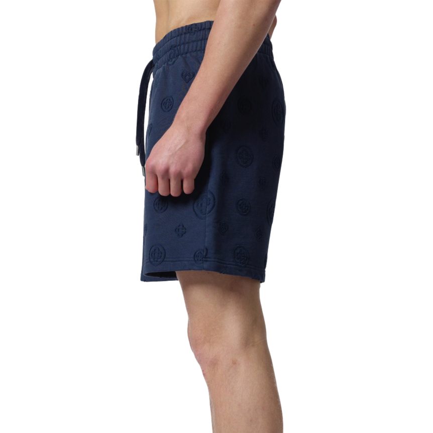 Short CASABLANCA coton bleu marine monogramme ton sur ton