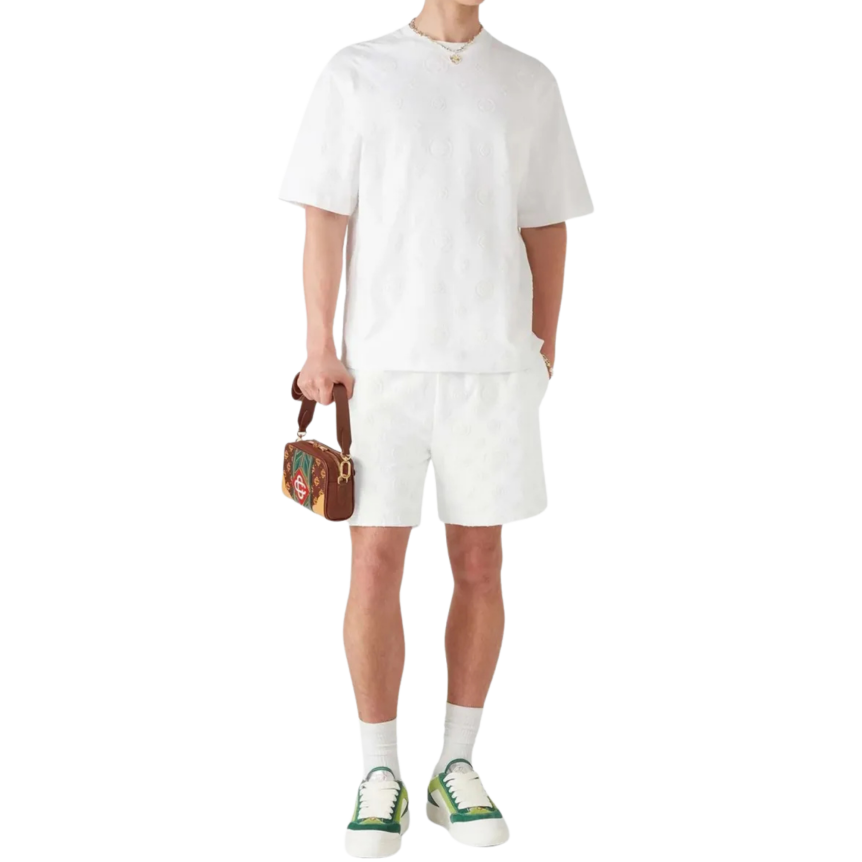 Short CASABLANCA coton blanc monogramme ton sur ton
