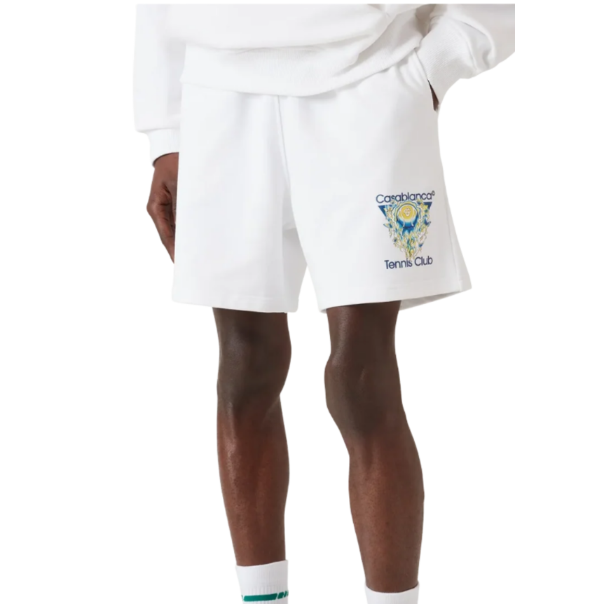 Short de survêtement CASABLANCA coton blanc Tennis Club Icon