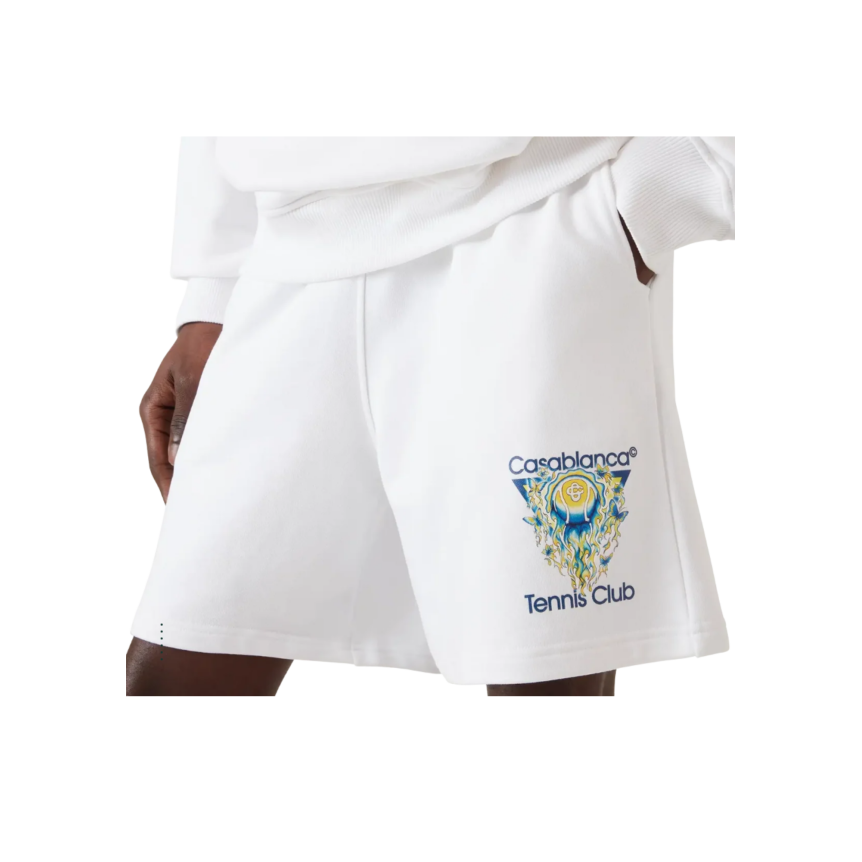 Short de survêtement CASABLANCA coton blanc Tennis Club Icon