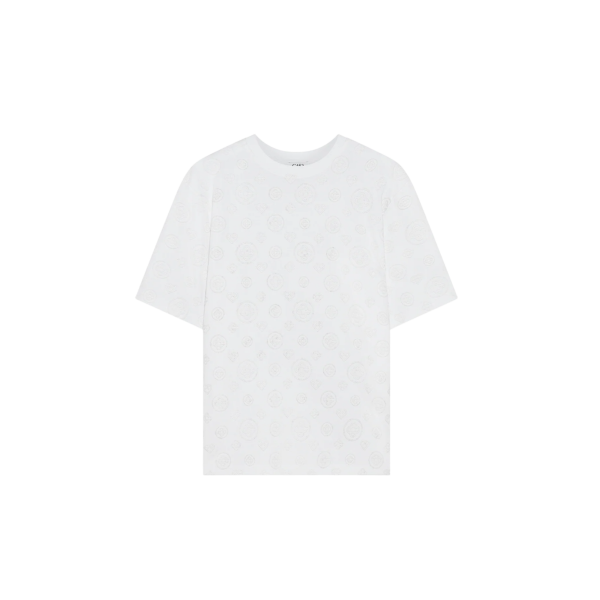T-shirt oversize CASABLANCA coton bio blanc monogramme ton sur ton