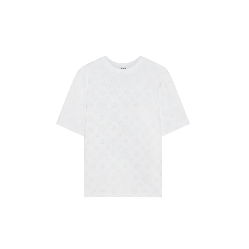 T-shirt oversize CASABLANCA coton bio blanc monogramme ton sur ton
