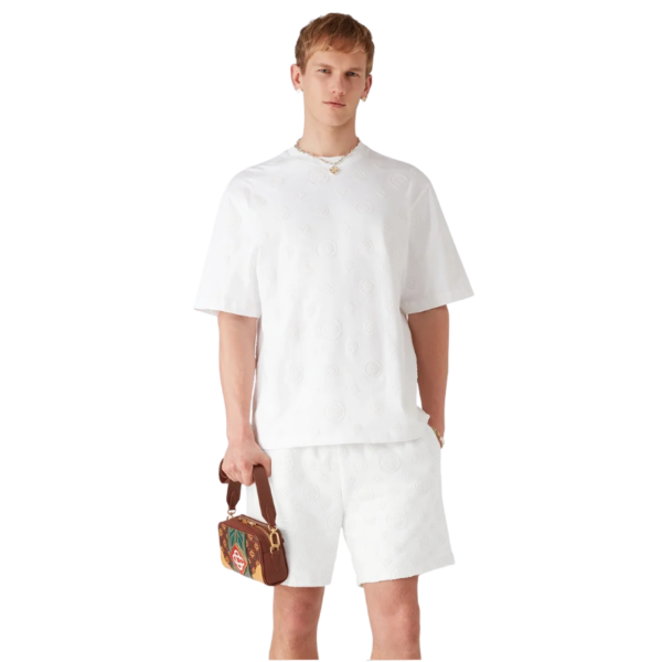 T-shirt oversize CASABLANCA coton bio blanc monogramme ton sur ton