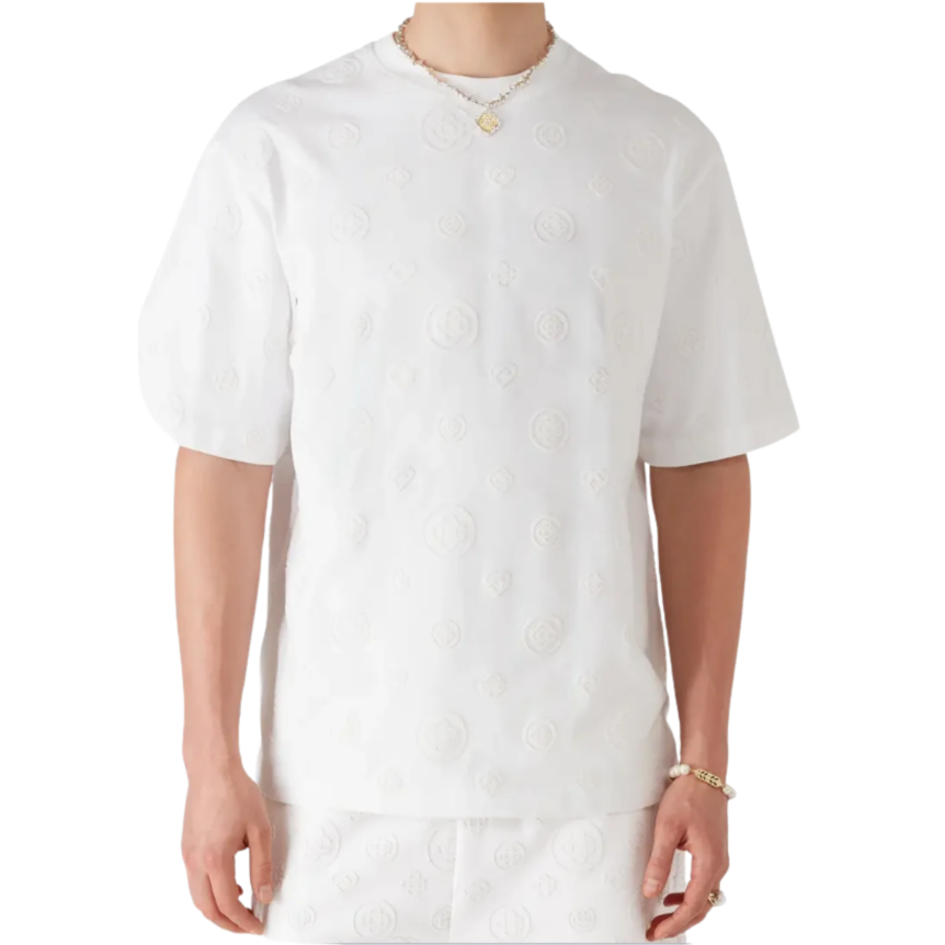 T-shirt oversize CASABLANCA coton bio blanc monogramme ton sur ton