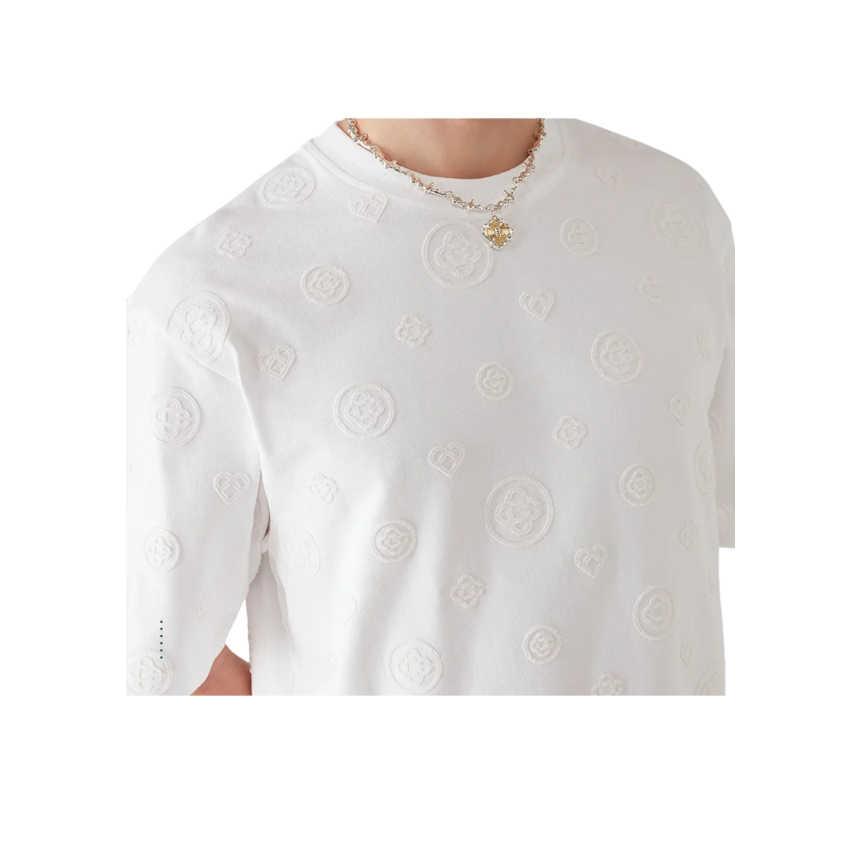 T-shirt oversize CASABLANCA coton bio blanc monogramme ton sur ton
