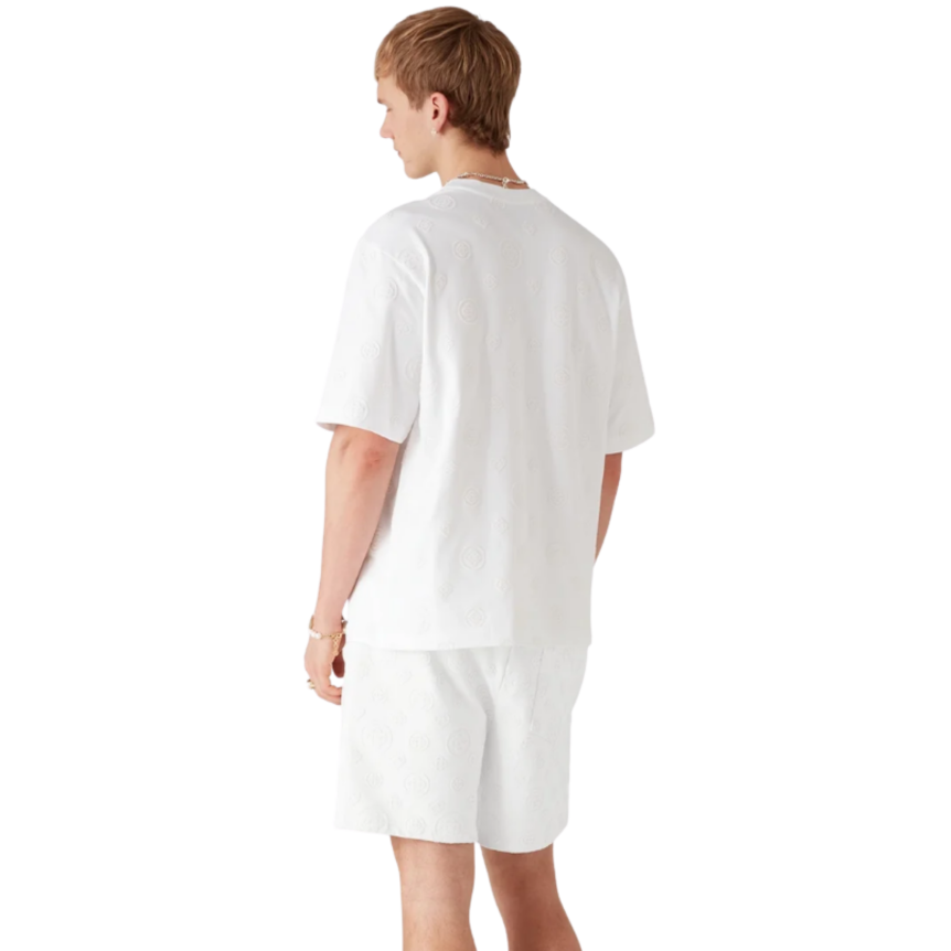 T-shirt oversize CASABLANCA coton bio blanc monogramme ton sur ton