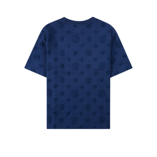 T-shirt oversize CASABLANCA coton bio bleu marine monogramme ton sur ton
