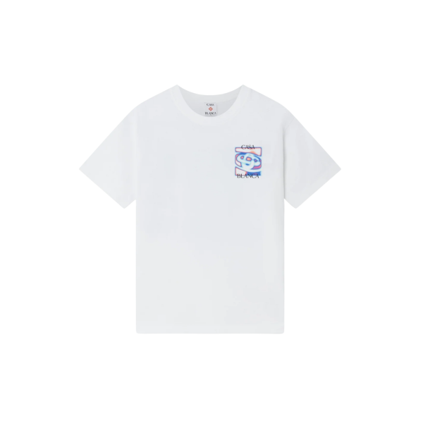 T‑shirt col rond CASABLANCA manche courte coton blanc logo Heat Map