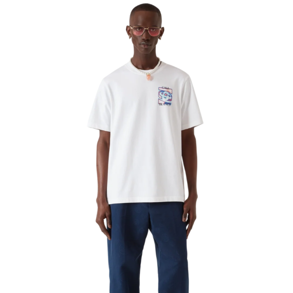 T‑shirt col rond CASABLANCA manche courte coton blanc logo Heat Map