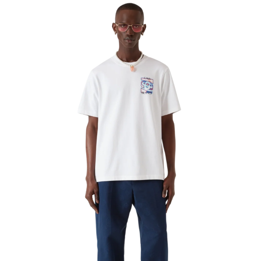T‑shirt col rond CASABLANCA manche courte coton blanc logo Heat Map