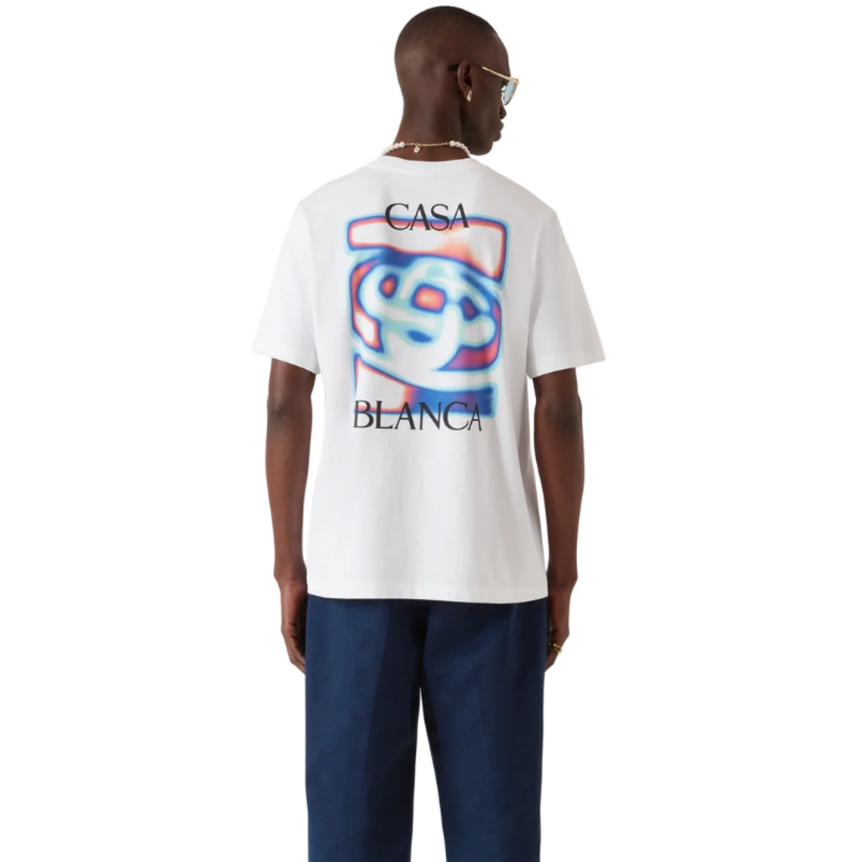 T‑shirt col rond CASABLANCA manche courte coton blanc logo Heat Map