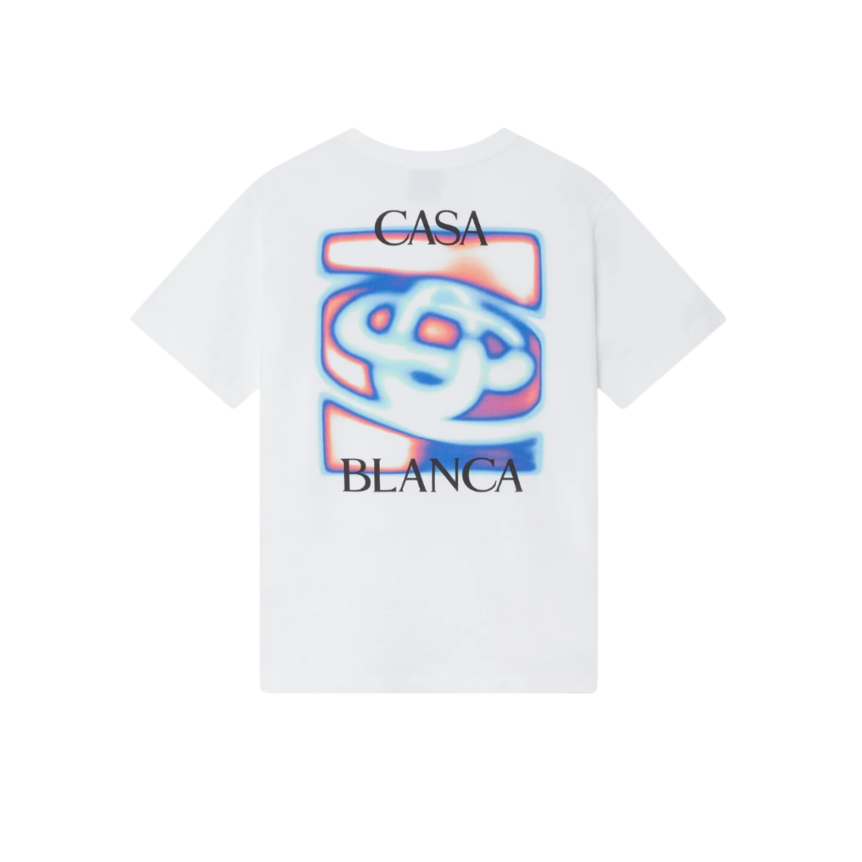 T‑shirt col rond CASABLANCA manche courte coton blanc logo Heat Map