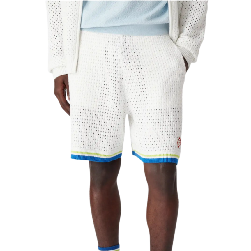 Short CASABLANCA coton mélangé crochet blanc bleu