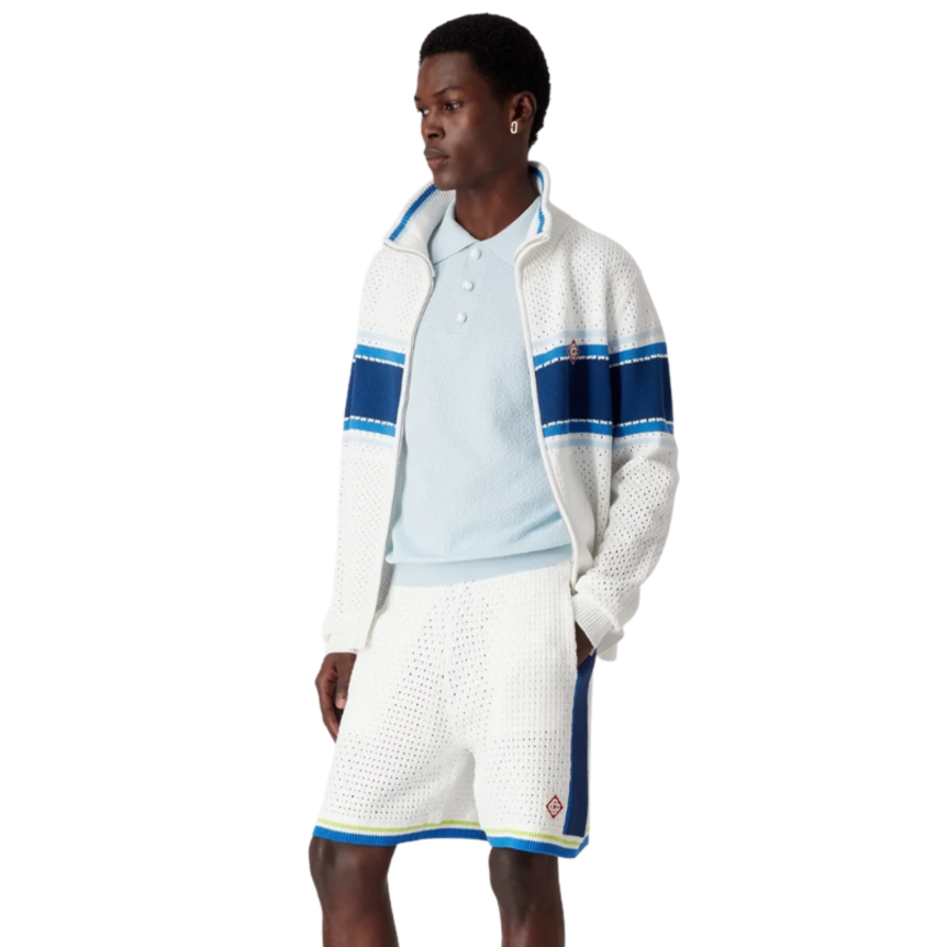 Short CASABLANCA coton mélangé crochet blanc bleu