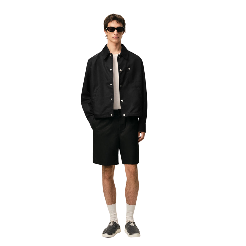 Short AMI Paris taille élastique nylon noir