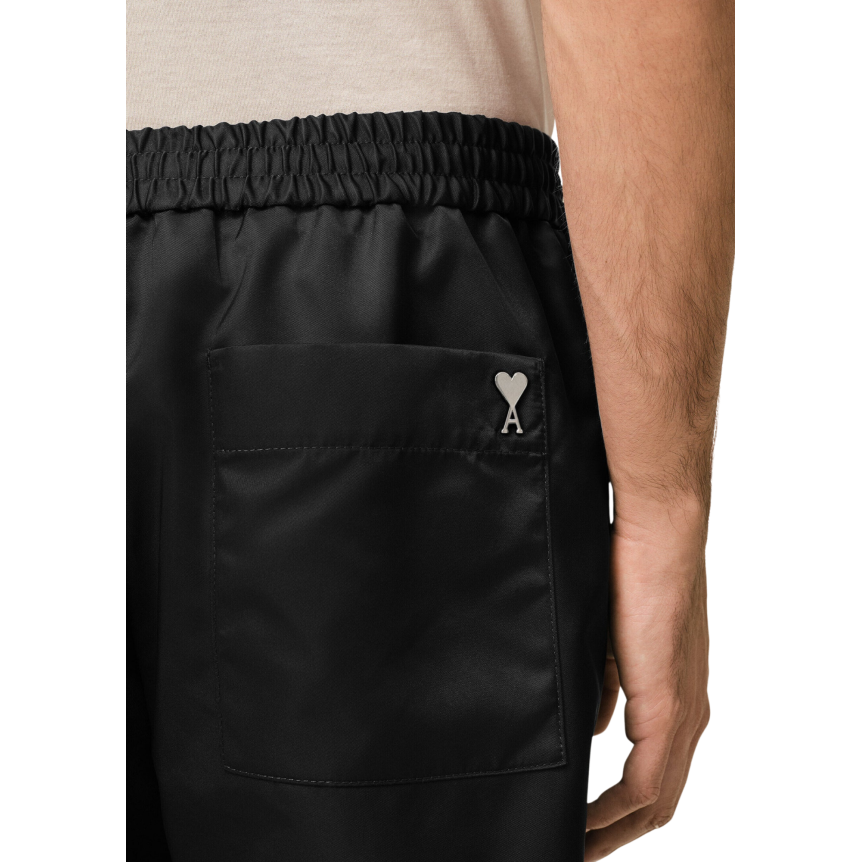 Short AMI Paris taille élastique nylon noir