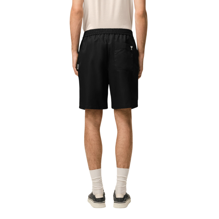Short AMI Paris taille élastique nylon noir
