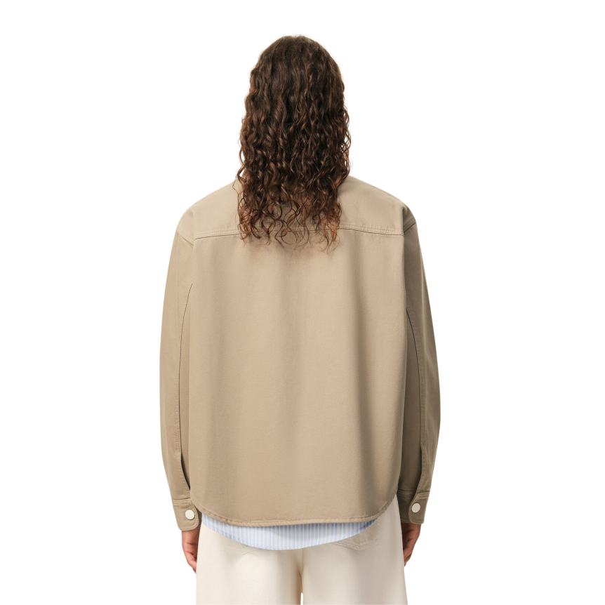 Surchemise à boutons AMI Paris Atwill de coton beige gros coeur crochet poitrine