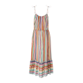 Robe longue de plage à volants coton soie à motif zigzag multicolore