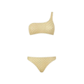 Maillot de bain 2 pièces asymétrique lamé doré