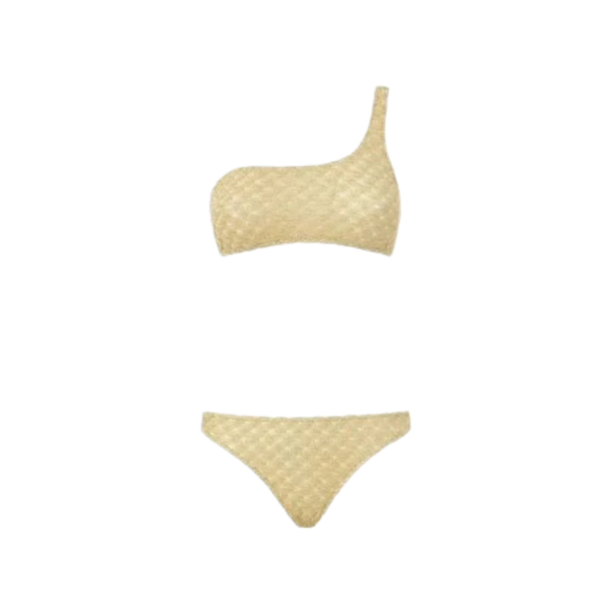 Maillot de bain MISSONI 2 pièces asymétrique lamé doré