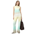 Pantalon palazzo viscose blanc chevrons jaune turquoise