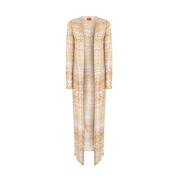 Cardigan MISSONI en viscose lamé à motif chevron paillette doré