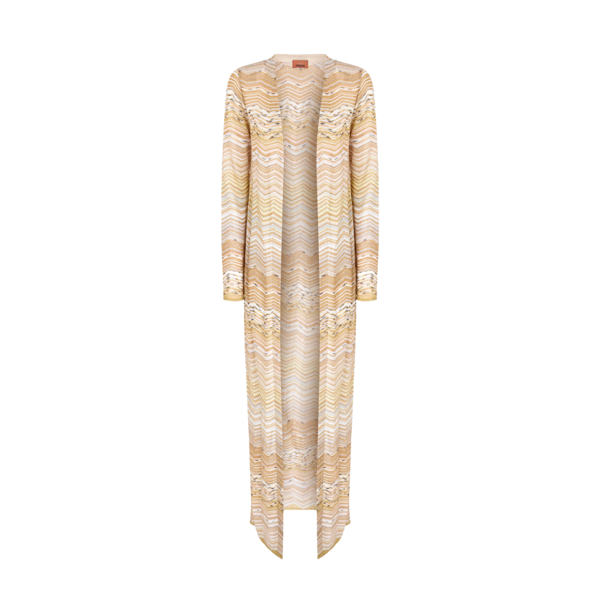 Cardigan MISSONI en viscose lamé à motif chevron paillette doré