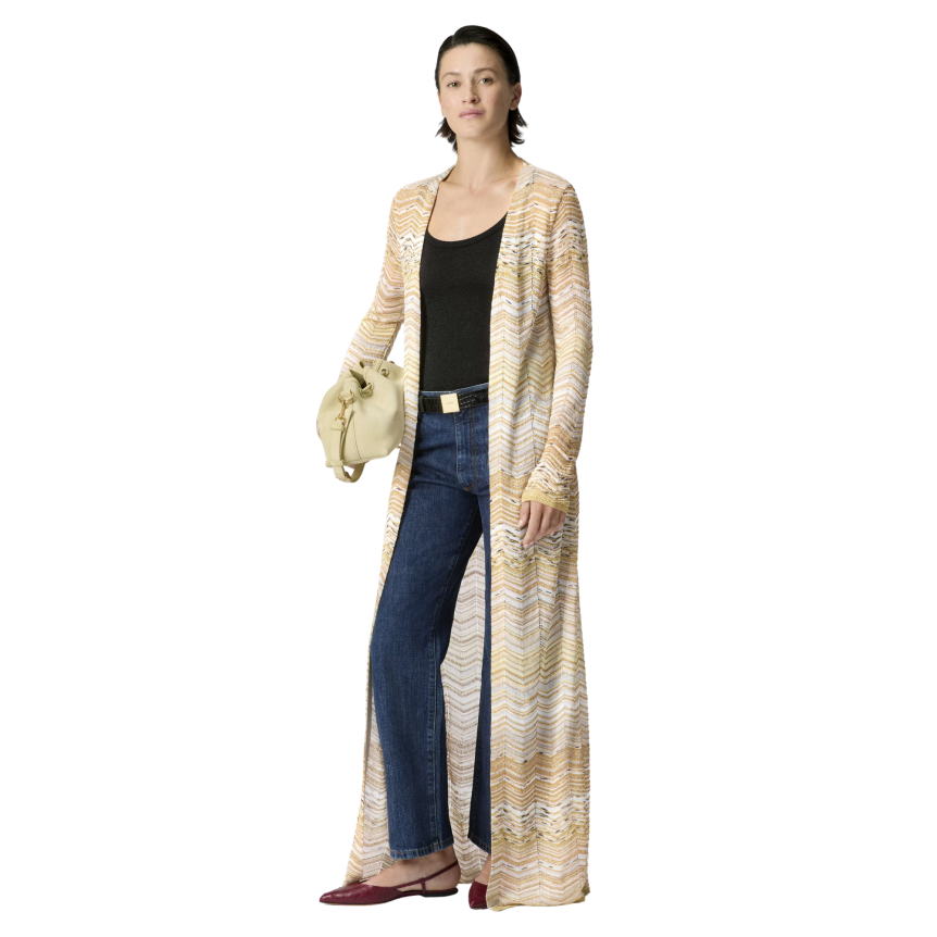 Cardigan MISSONI en viscose lamé à motif chevron paillette doré